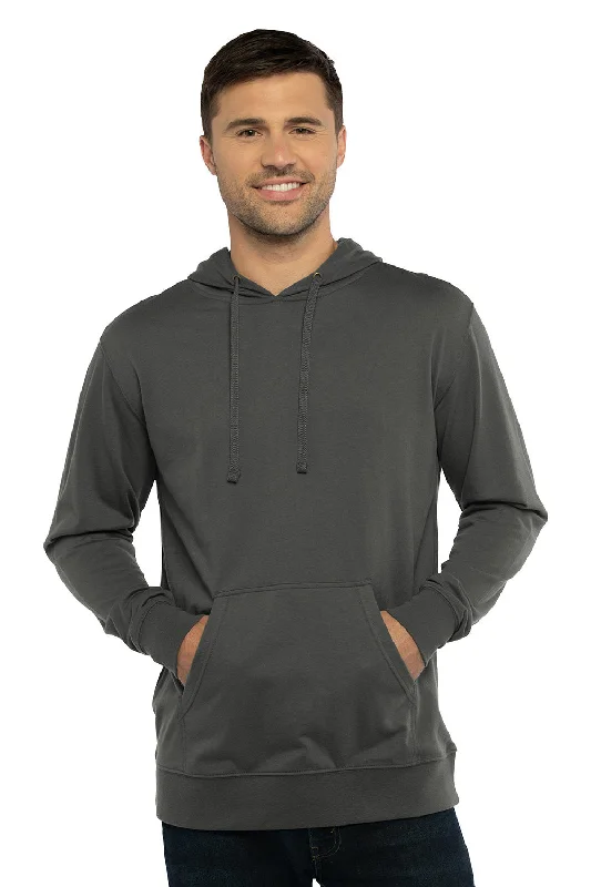 Next Level Mens French Terry Fleece Hooded Sweatshirt Hoodie w/ Pouch Pocket - Heavy Metal Grey