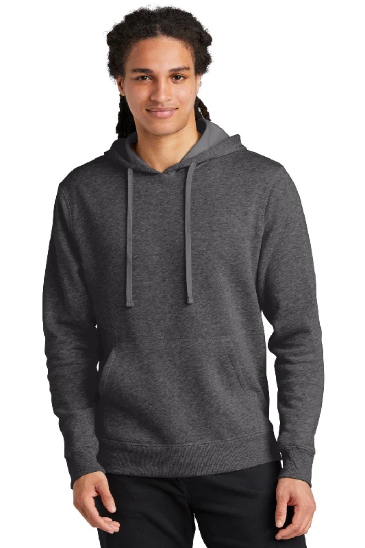 District Mens V.I.T. Heavyweight Fleece Hooded Sweatshirt Hoodie w/ Pouch Pocket - Heather Charcoal Grey