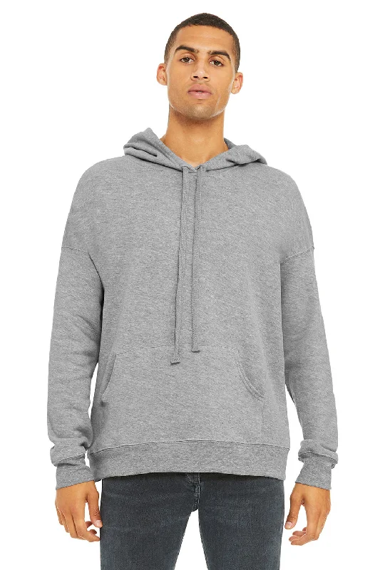 Bella + Canvas Mens Sponge Fleece Hooded Sweatshirt Hoodie w/ Pouch Pocket - Heather Grey