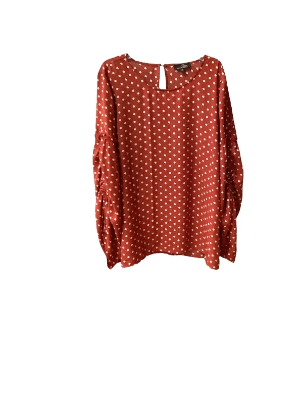 Top Long Sleeve By Suzanne Betro In Red, Size: 2x