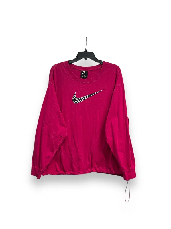 Athletic Top Long Sleeve Crewneck By Nike Apparel In Pink, Size: 2x