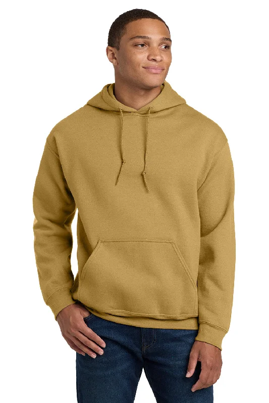 Gildan Mens Pill Resistant Hooded Sweatshirt Hoodie w/ Pouch Pocket - Old Gold