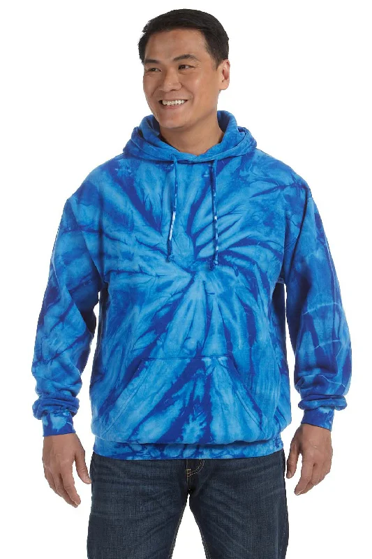 Tie-Dye Mens Hooded Sweatshirt Hoodie w/ Pouch Pocket - Royal Blue