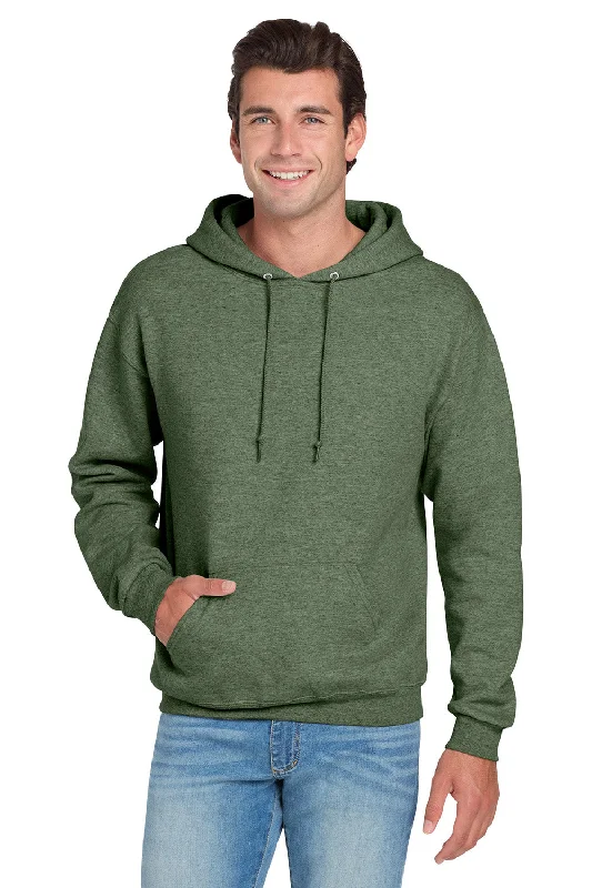 Jerzees Mens NuBlend Pill Resistant Fleece Hooded Sweatshirt Hoodie w/ Pouch Pocket - Heather Military Green