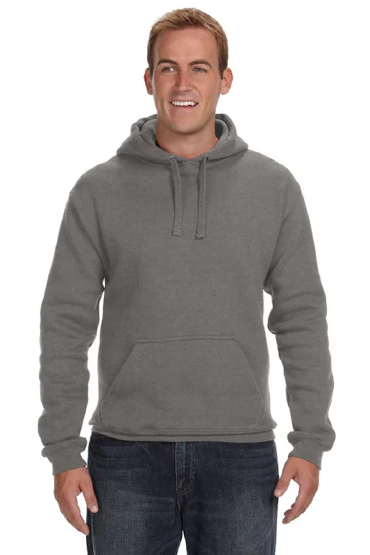 J America Mens Premium Fleece Hooded Sweatshirt Hoodie w/ Pouch Pocket - Heather Charcoal Grey