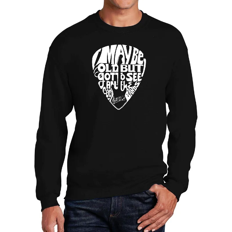 LA Pop Art Men's Word Art Crewneck Sweatshirt - Guitar Pick