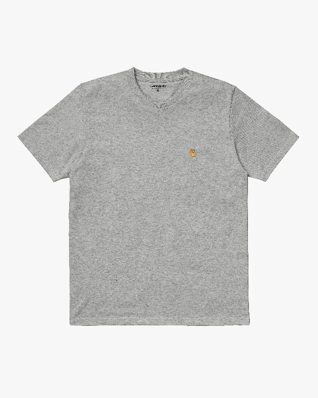 Carhartt WIP S/S Chase Tee - Grey Heather / Gold