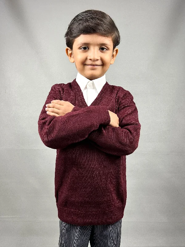 3Yrs - 8Yrs Maroon Full Sleeve Sweater For Kids KSW11