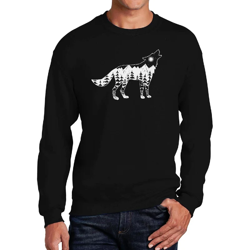 LA Pop Art Men's Word Art Crewneck Sweatshirt - Howling Wolf