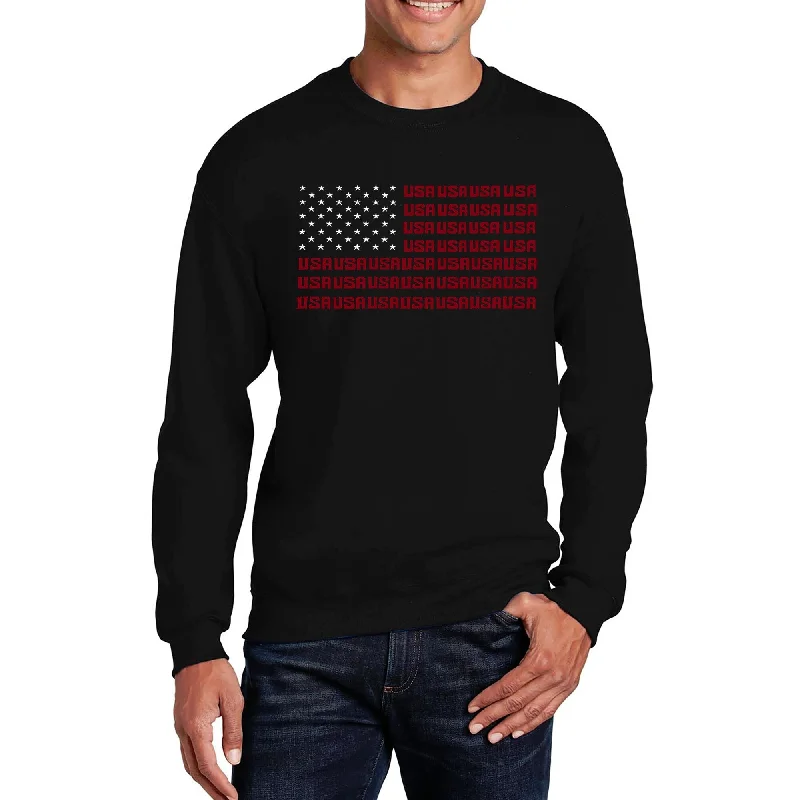 LA Pop Art Men's Word Art Crewneck Sweatshirt - USA Flag