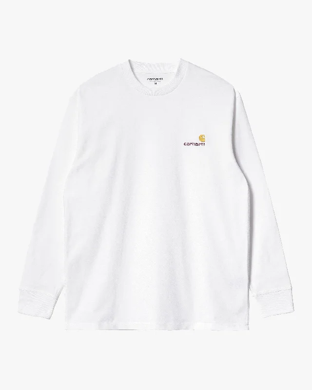 Carhartt WIP L/S American Script Tee - White