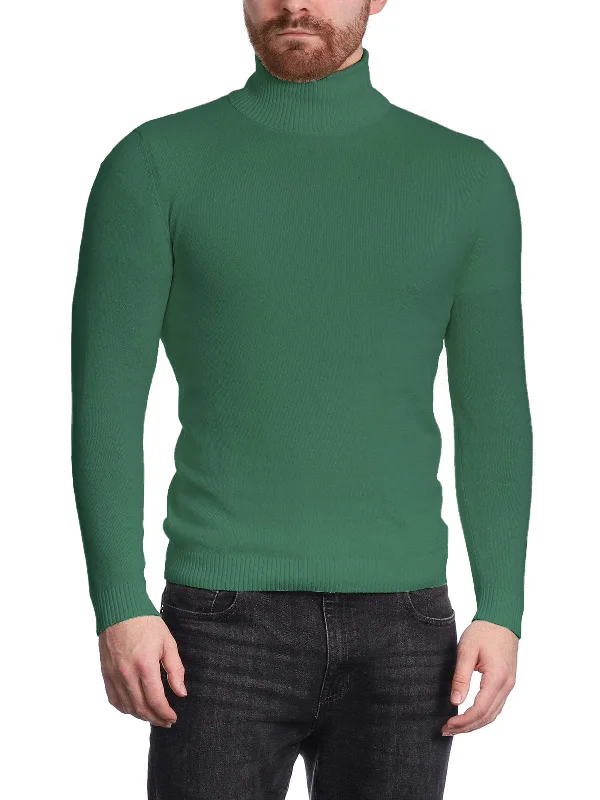 Arthur Black Men's Solid Hunter Green Pullover Cotton Blend Turtleneck Sweater