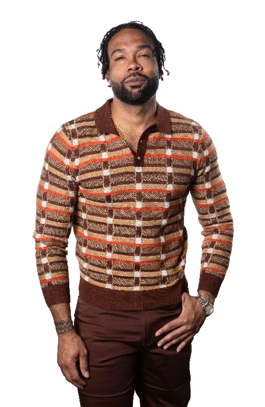 Prestige SW-220 Long Sleeve three Button Polo Brown