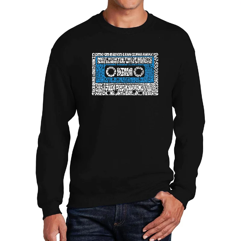 LA Pop Art Men's Word Art Crewneck Sweatshirt - 80s One Hit Wonders