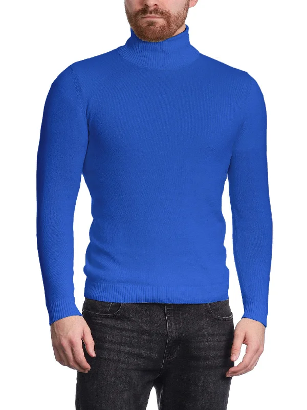 Arthur Black Men's Solid Royal Blue Pullover Cotton Blend Turtleneck Sweater