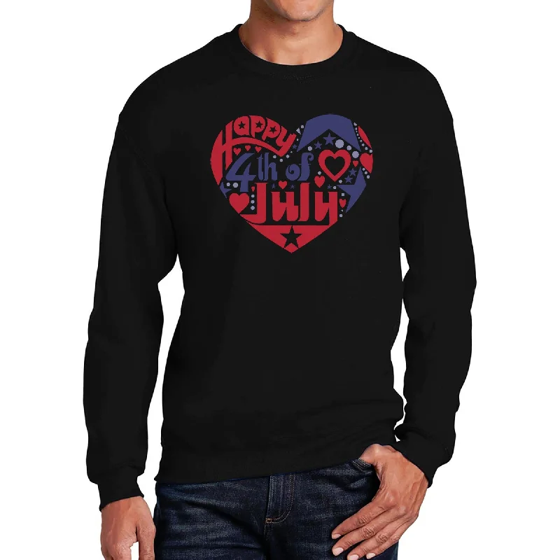 LA Pop Art Men's Word Art Crewneck Sweatshirt - July 4th Heart