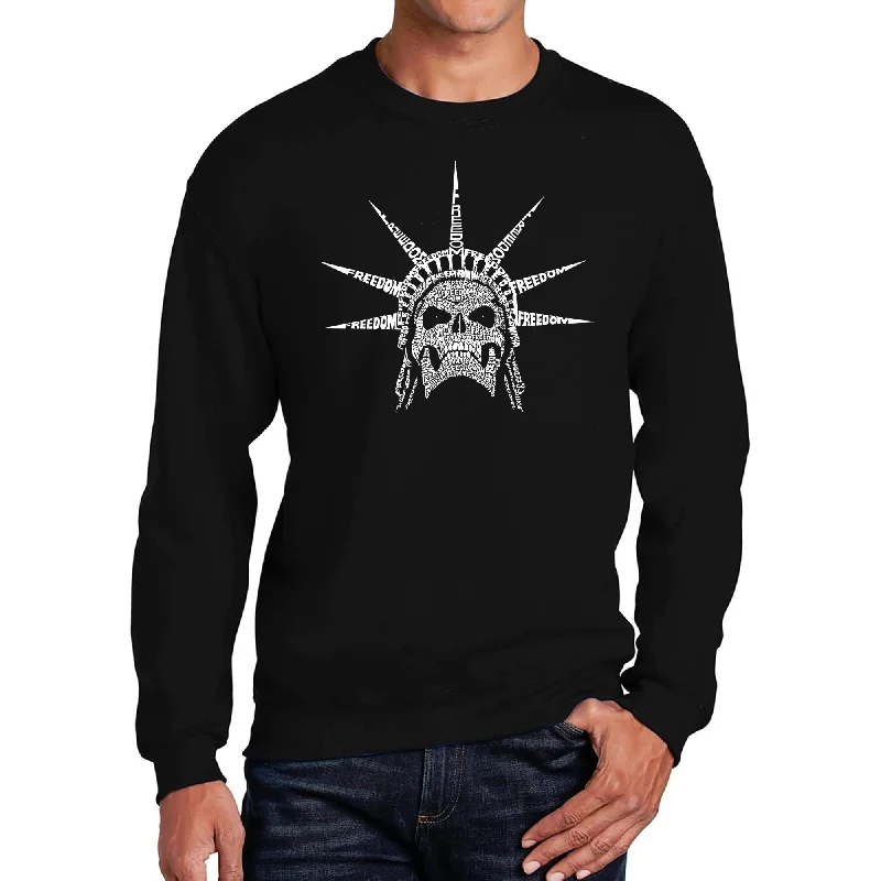 LA Pop Art Men's Word Art Crewneck Sweatshirt - Freedom Skull