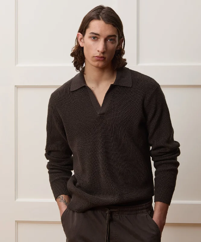 Beechwood Sweater Polo in Espresso Bean