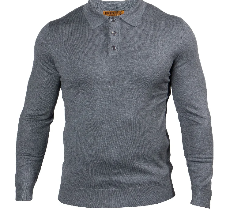 Prestige MCS-290 Long Sleeve 3 Buttons Polo D.Gray