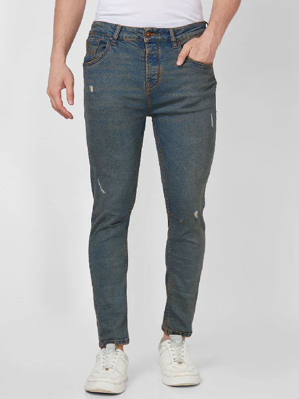 Spykar Mid Rise Regular Fit Blue Jeans For Men