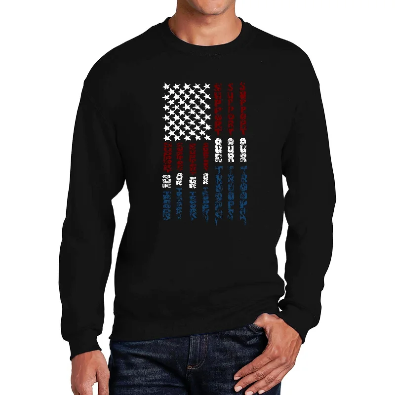 LA Pop Art Men's Word Art Crewneck Sweatshirt - Support our Troops