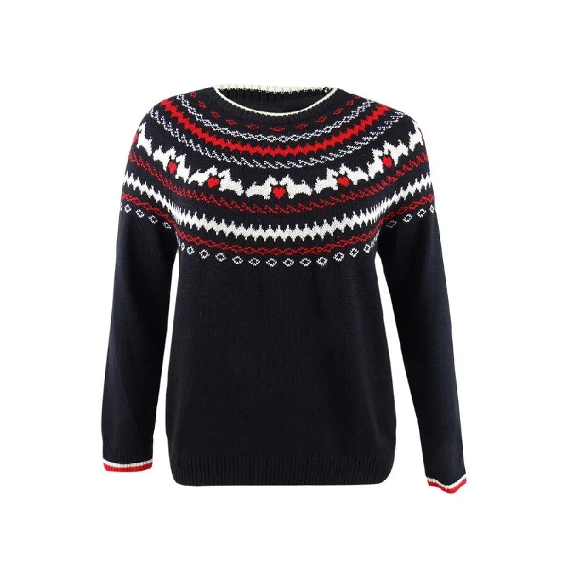 Charter Club Men's Scottie Fair Isle Sweater (M, Deep Black Combo)