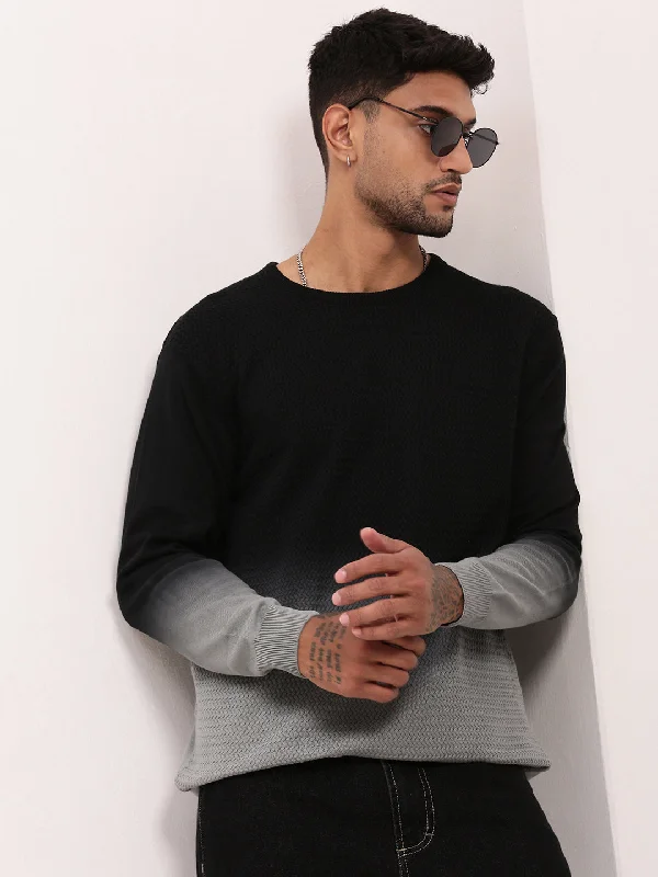 Men Black Ombre Sweater