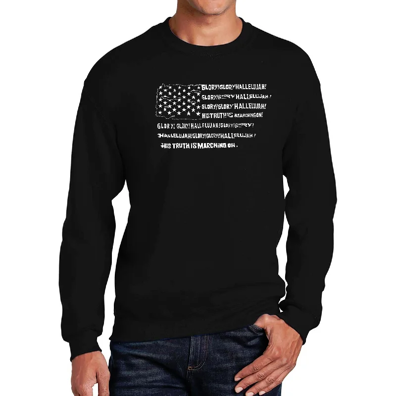 LA Pop Art Men's Word Art Crewneck Sweatshirt - Glory Hallelujah Flag