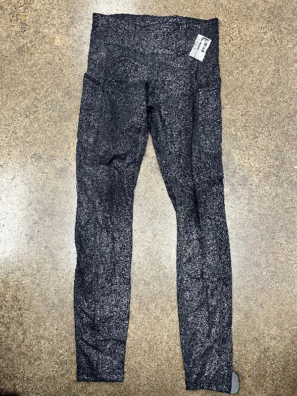 Athletic Leggings By Lululemon In Black & Silver, Size: 4