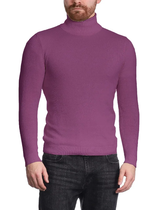 Arthur Black Men's Solid Purple Pullover Cotton Blend Turtleneck Sweater Shirt