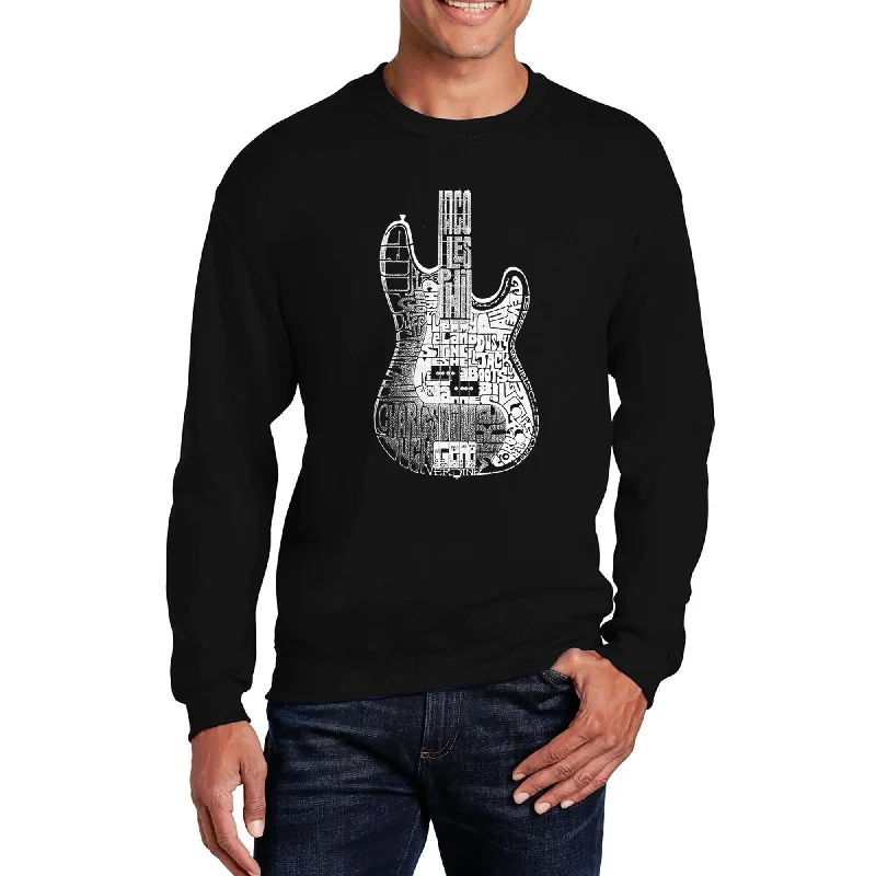 LA Pop Art Men's Word Art Crewneck Sweatshirt - Bass Guitar