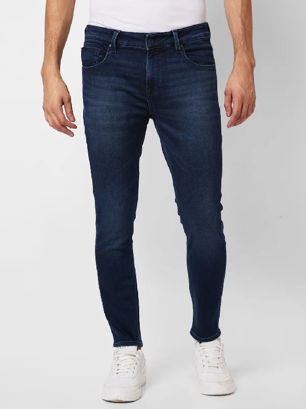 Spykar Mid Rise Slim Fit Blue Jeans For Men