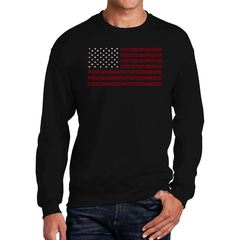 LA Pop Art Men's Word Art Crewneck Sweatshirt - Proud To Be An American