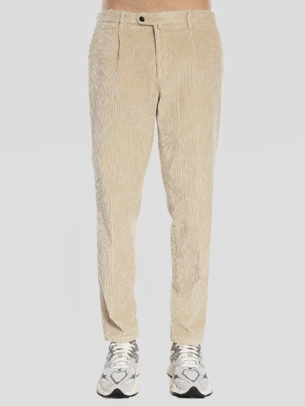 Pantaloni in Velluto a Coste Beige