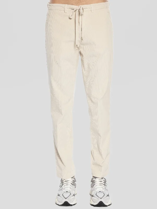 Pantaloni in Velluto a Costine con Laccio Beige