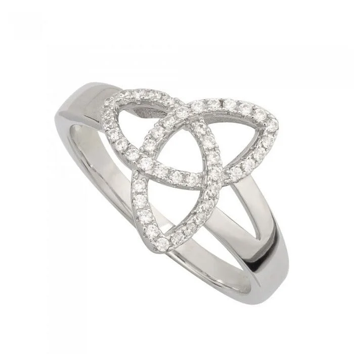 Silver CZ Trinity Knot Ring