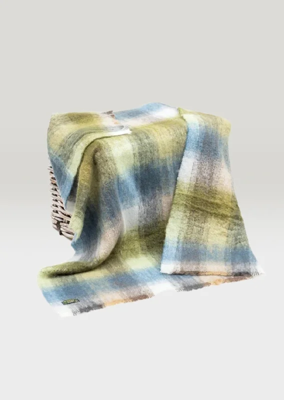 John Hanly Mohair Throw | Grey Green Blue