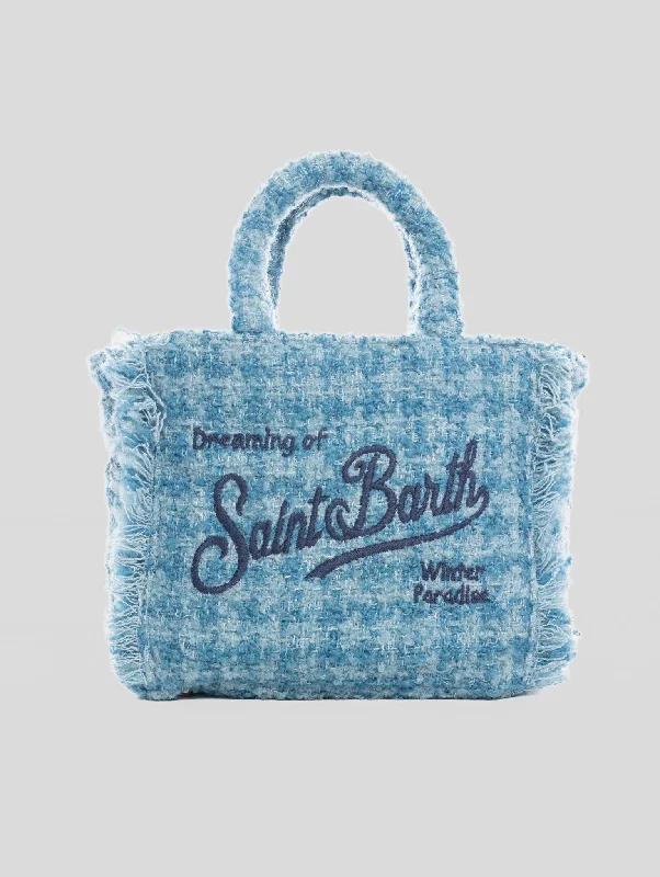 Borsa Vanity Mini in Tweed Blu