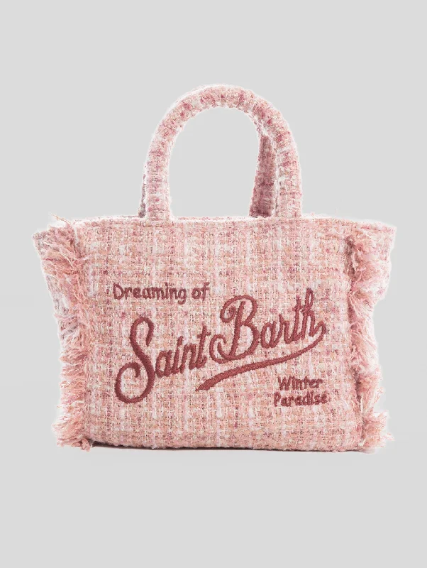 Borsa Vanity Mini in Tweed Rosa