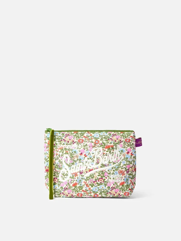 Pochette in Neoprene Stampa Liberty Verde