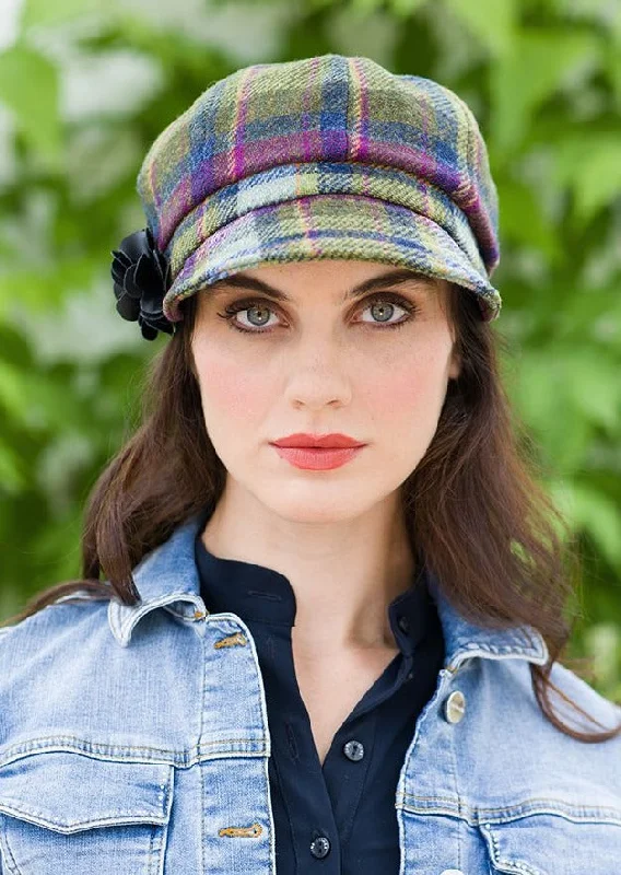 Mucros Newsboy Cap | Green Purple Check