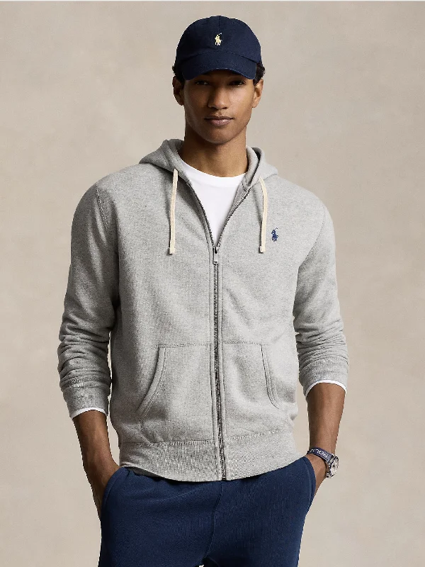 Felpa Full zip con Cappuccio Grigio