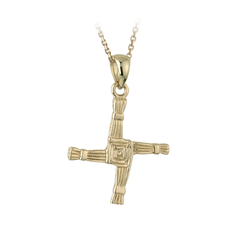 10k Yellow Gold Small St Brigid's Celtic Cross Necklace