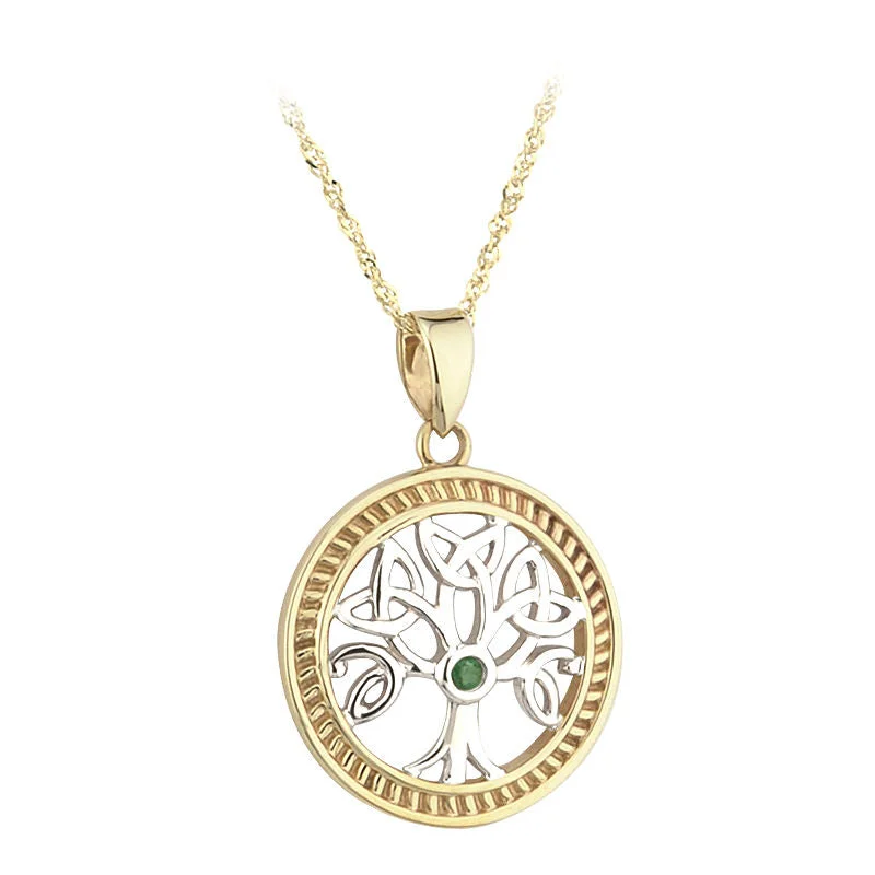 14k Gold Emerald Tree of Life Necklace