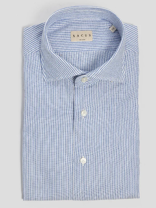 Camicia a Righe in Cotone Blu/Bianco